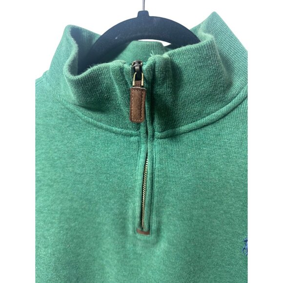 Men’s Polo Ralph Lauren Solid Green 1/4 Zip Long Sleeve 100% Cotton Size Large - Picture 3 of 5